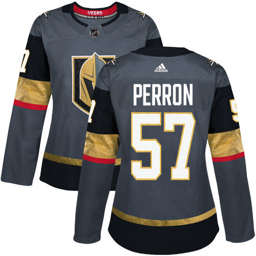 Adidas Vegas Golden Knights 57 David Perron Grey Home Authentic Women Stitched NHL Jersey